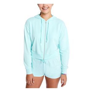 SUNDOWN BY SPLENDID Womens Turquoise Hemline Band Long Sleeve Hoodie Top M
